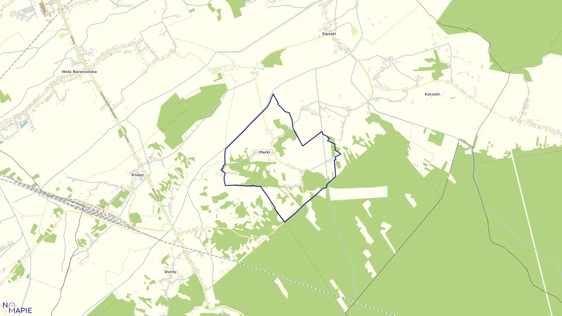 Mapa obrębu Marki w gminie Baranów Sandomierski