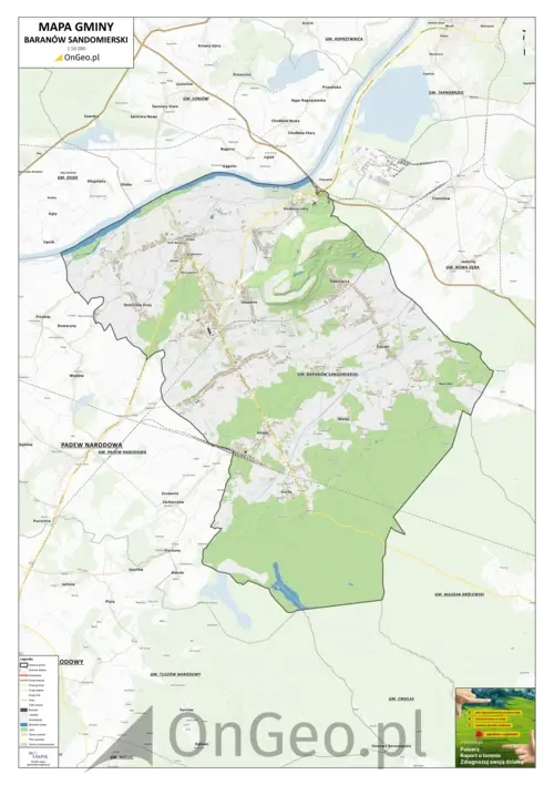 Mapa gminy Baranów Sandomierski